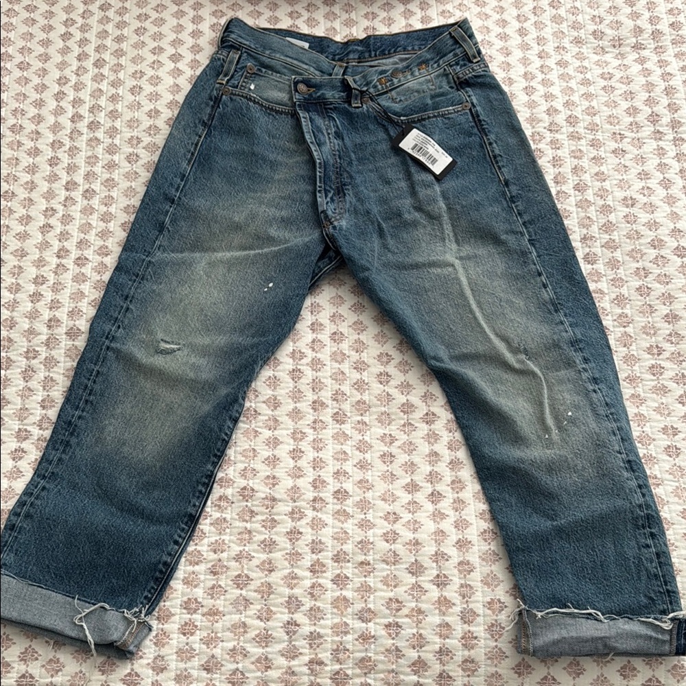 R13 Distressed Blue Boyfriend Jeans